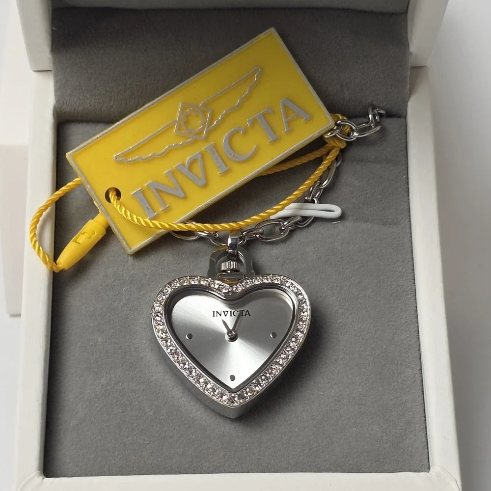 NEW Invicta Mini Angel Women's 24in Necklace Watch 27.5mm, Silver (49937)  #0507